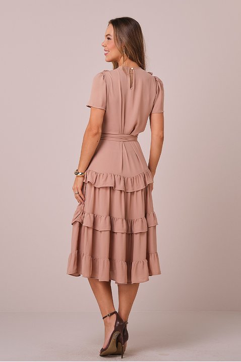 vestido bege midi no crepe com babados neia tata martello 3