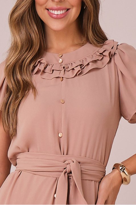 vestido bege midi no crepe com babados neia tata martello 5