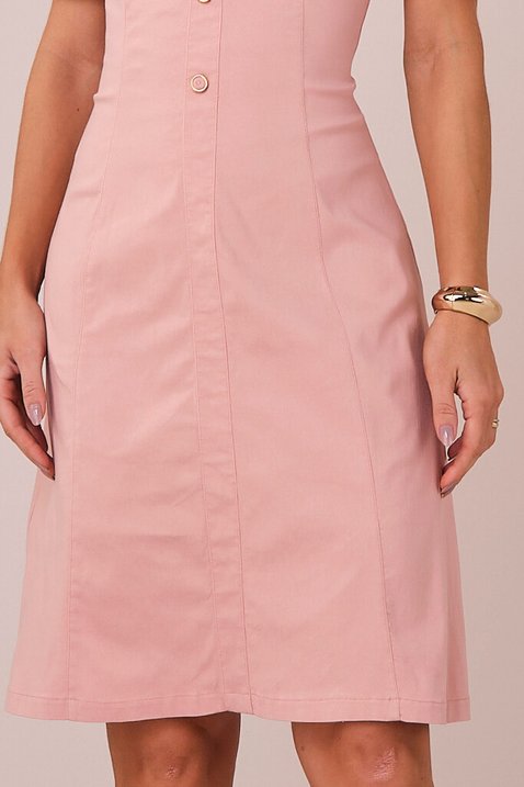 Vestido Rosa Curto no Bengaline com Decote Princesa Amanda Tata