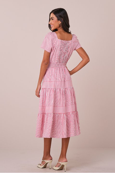 vestido vermelho midi no tricoline listrado natalia tata martello 2