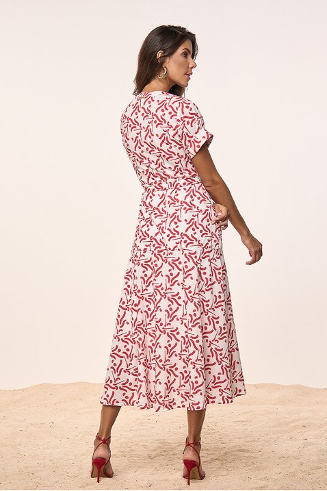 vestido vermelho crepe estampa exclusiva com botoes e faixa titanium jeans 5