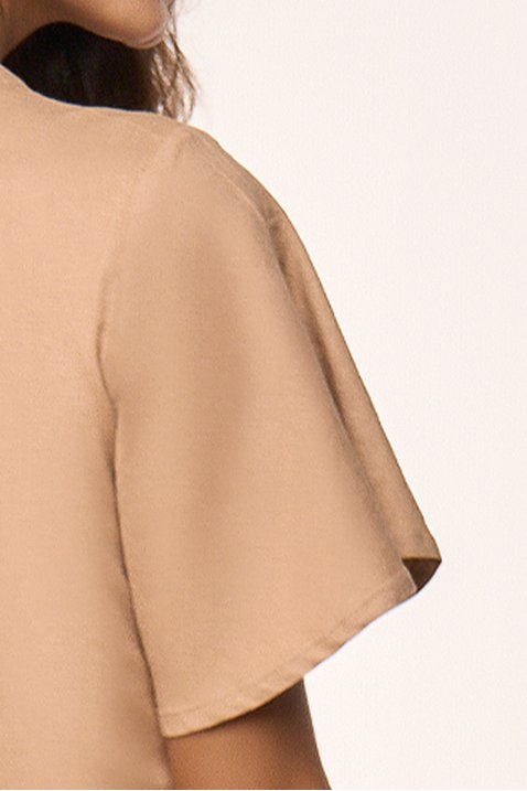 vestido caramelo evase de linho com faixa titanium jeans 1