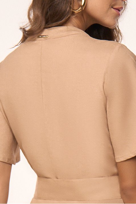vestido caramelo evase de linho com faixa titanium jeans 4