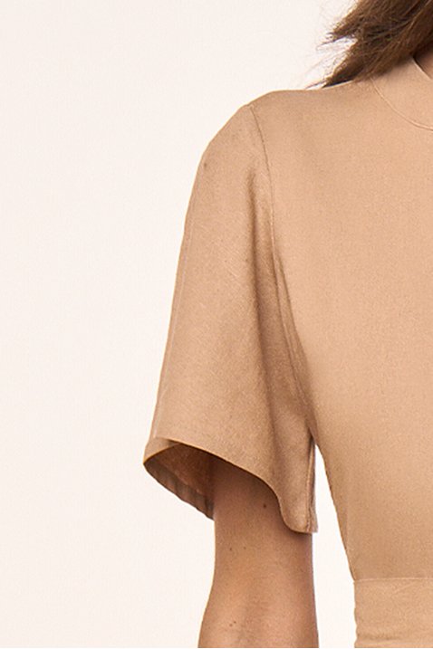 vestido caramelo evase de linho com faixa titanium jeans 6