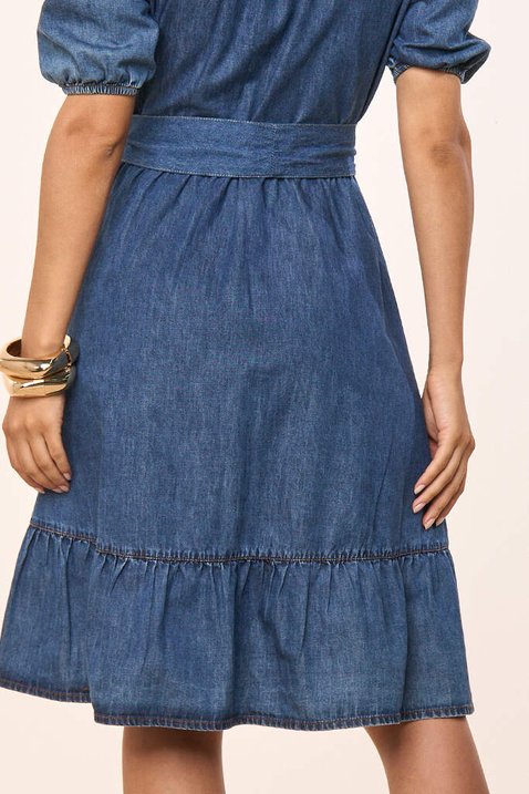 vestido jeans sustentavel bordado com faixa titanium jeans 3