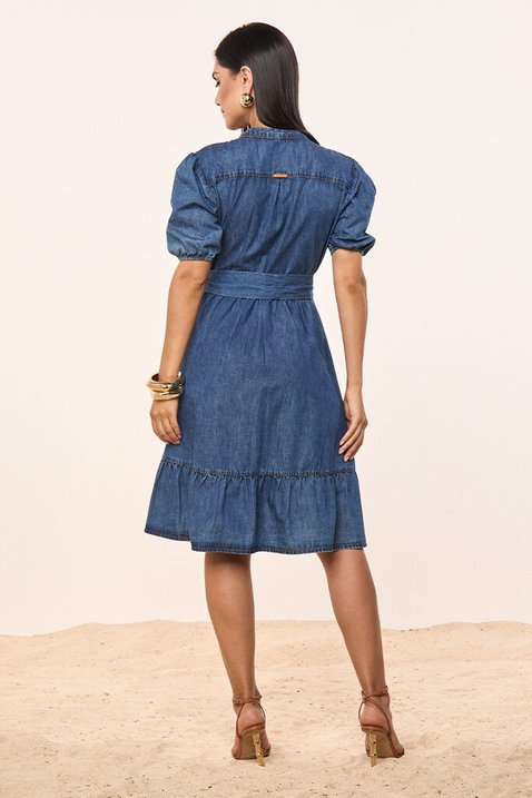 vestido jeans sustentavel bordado com faixa titanium jeans 5