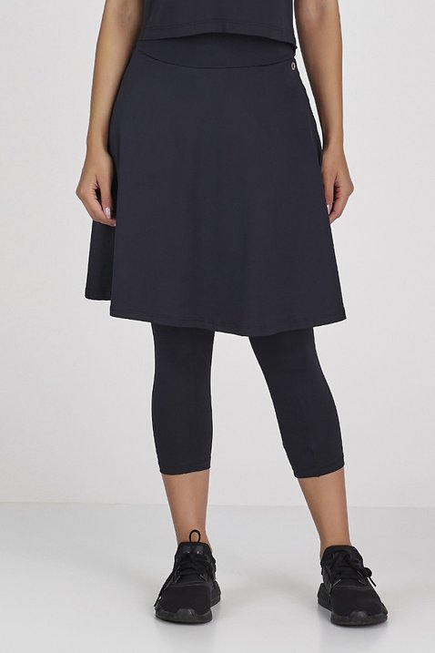 Saia Corsário Midi Moda Fitness Evangélica Preta Poliamida UV50