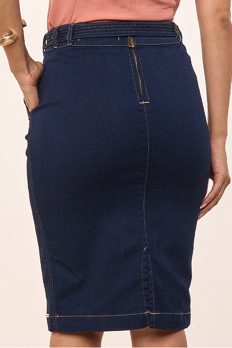 saia lapis jeans com detalhe de pespontos na faixa titanium jeans 1