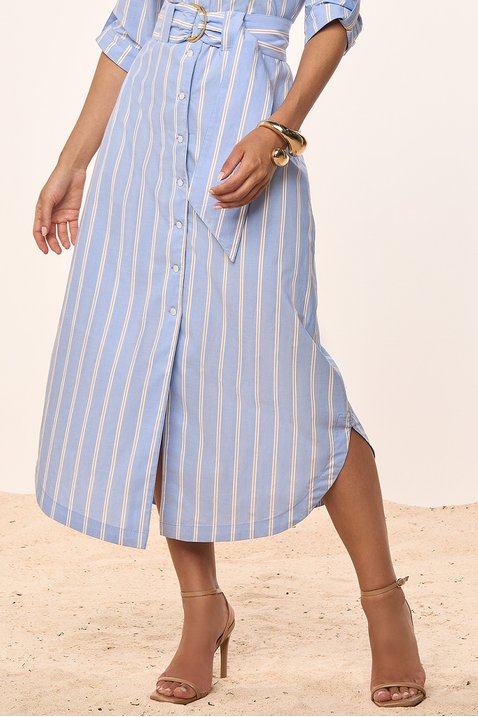 chemise azul de tricoline listrado com faixa titanium jeans 5