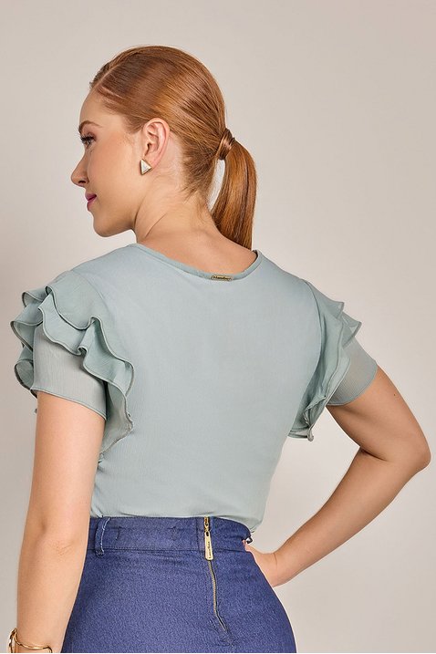 blusa verde plano com aviamento laura rosa jeans 1