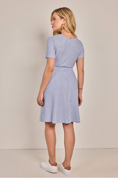 saia azul evase malha listrada laura rosa jeans 2