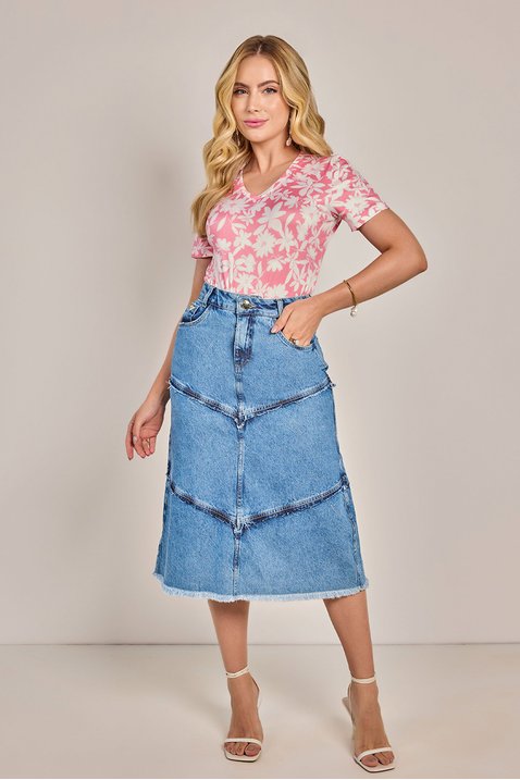 saia azul evase jeans laura rosa jeans 6