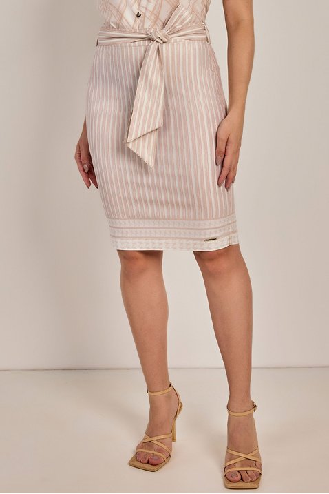 saia bege lapis sarja estampada laura rosa jeans 2