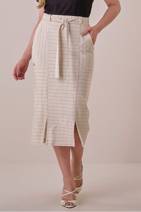 saia bege midi com faixa 1