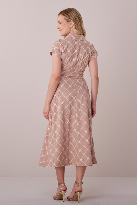 vestido marrom midi no crepe bordado melissa tata martello 2