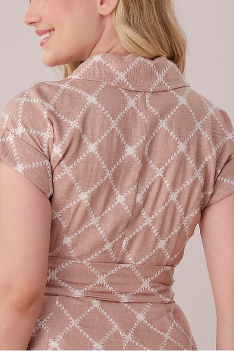 vestido marrom midi no crepe bordado melissa tata martello 3
