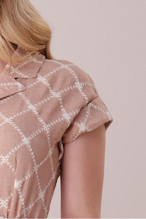 vestido marrom midi no crepe bordado melissa tata martello 5