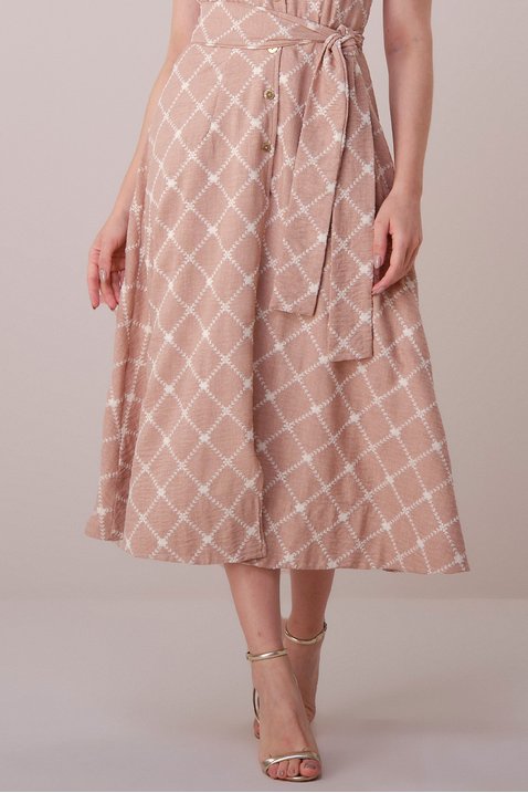 vestido marrom midi no crepe bordado melissa tata martello 6