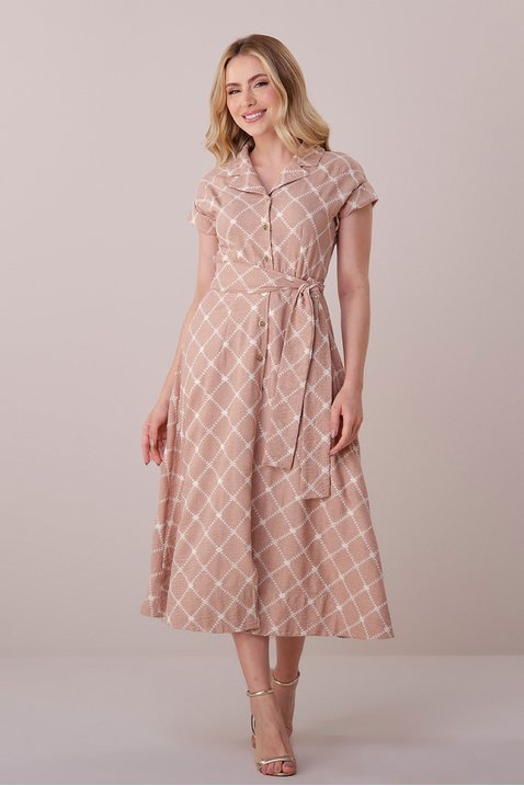 vestido marrom midi no crepe bordado melissa tata martello 7