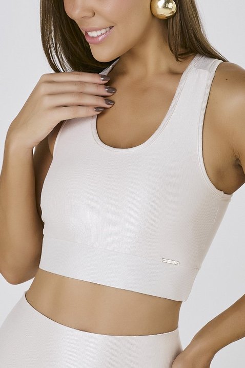 top de acedamia fitness feminino na cor off white alta compressao poiamida com bojo epulari 3