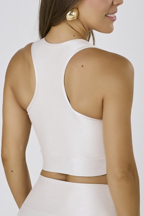 top de acedamia fitness feminino na cor off white alta compressao poiamida com bojo epulari 8