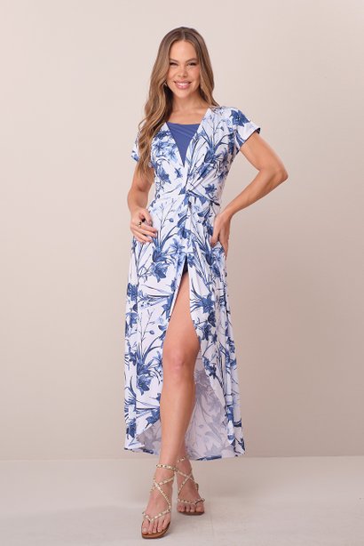 Saída de Praia Azul Maxi Midi na Malha Transpassada Any Tatá Martello