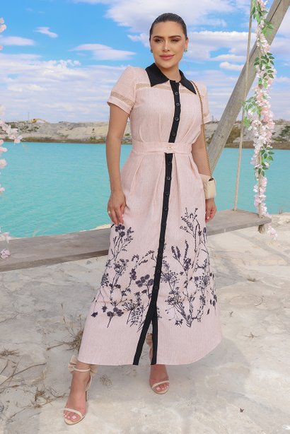 Chemisie Maxi Midi Estampado Com Recortes Kauly