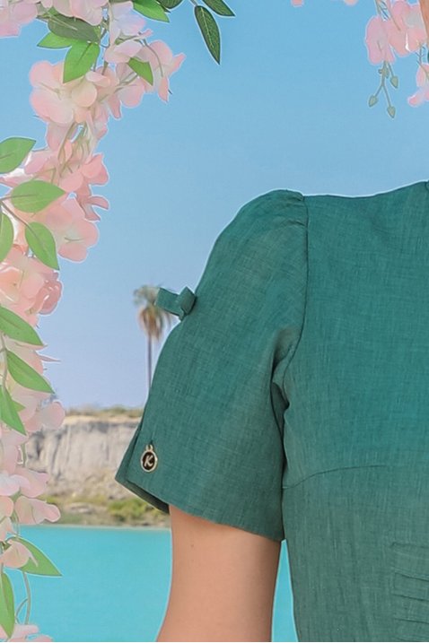 vestido verde mid manga curta 3