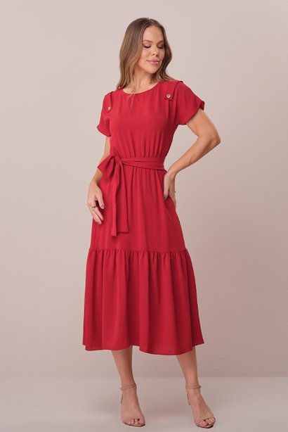 Vestido Marsala Maxi Midi no Crepe Tamara Tatá Martello