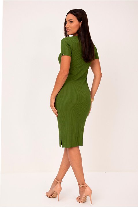 vestido verde musgo canelado classico monize lekazis 4