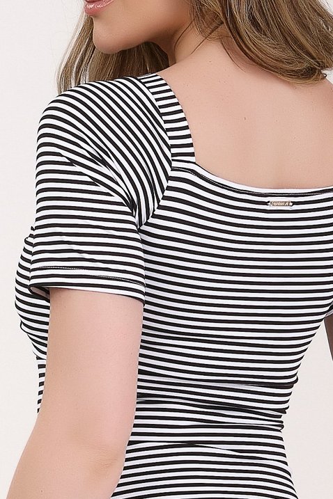 maio feminino listrado preto e branco poliamida com bojo removivel epulari 1