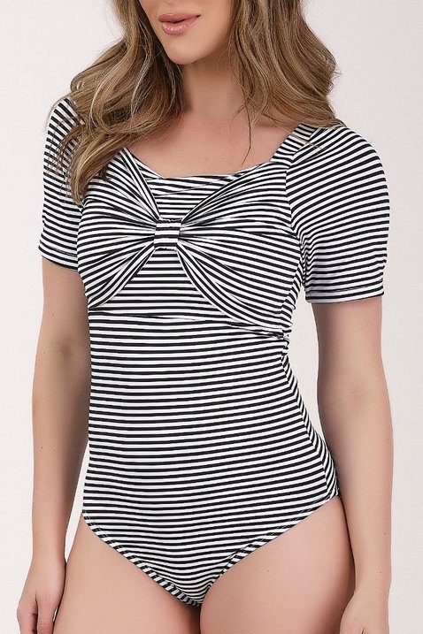 maio feminino listrado preto e branco poliamida com bojo removivel epulari 4