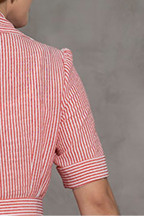 chemise vermelho listrado em tricoline com cinto luciana pais 1