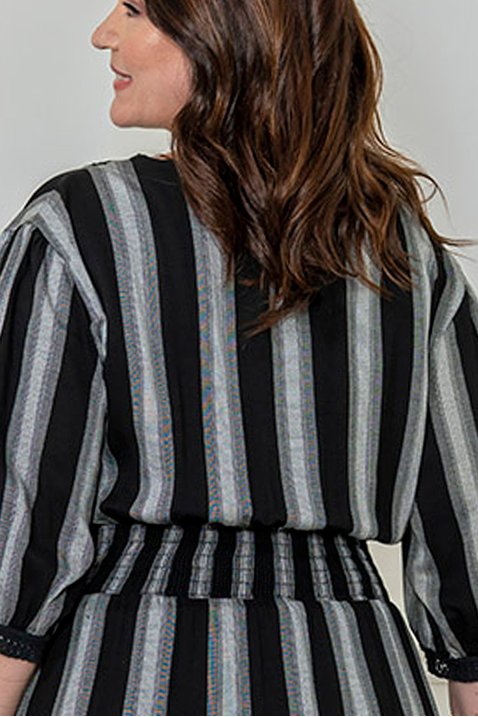 vestido preto listrado midi kauly 2