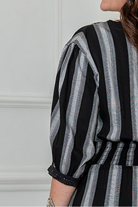 vestido preto listrado midi kauly 3