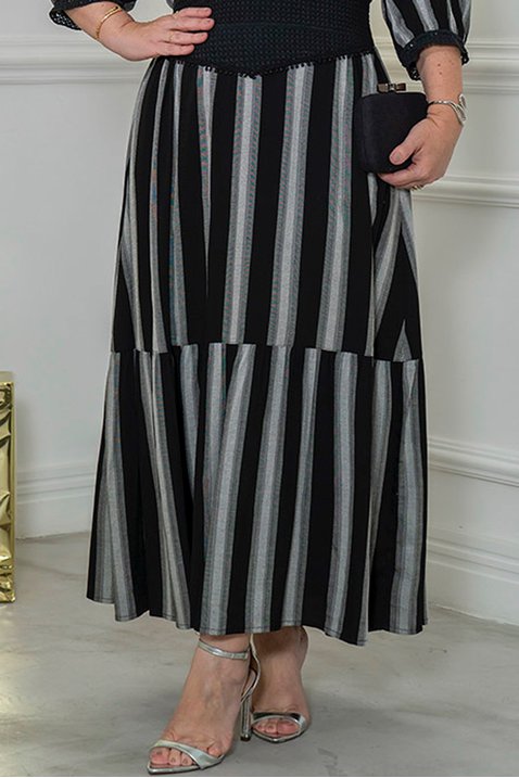 vestido preto listrado midi kauly 4