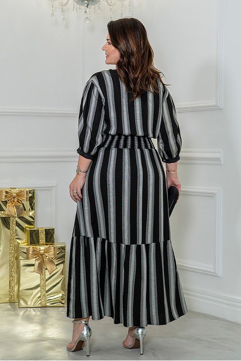 vestido preto listrado midi kauly 5