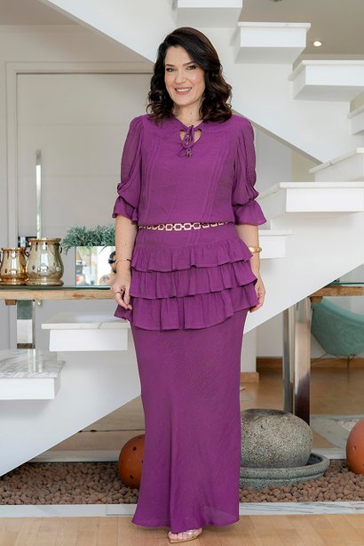 Conjunto Fúcsia Azaleia em Cambraia Kauly