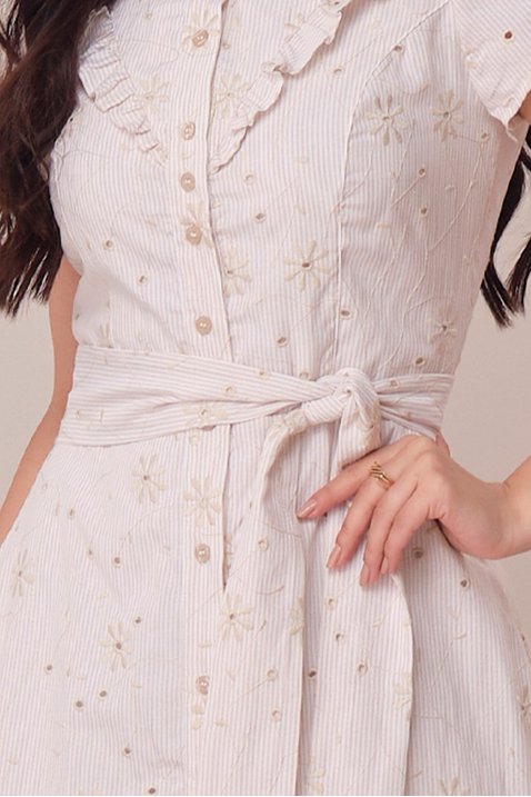 vestido bege curto no algodao bordado e listrado tamara tata martello 5