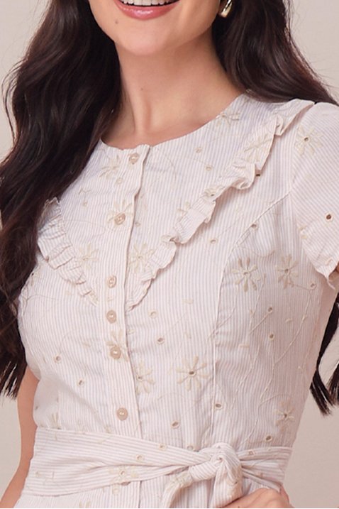 vestido bege curto no algodao bordado e listrado tamara tata martello 8