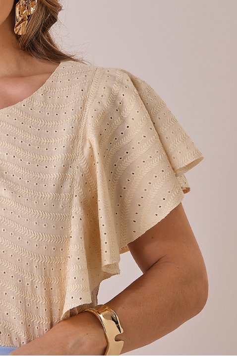 blusa bege curta na laise bordada carmen tata martello 1