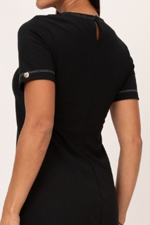 vestido classico de ponto roma preto com pespontos brancos lekazis 3
