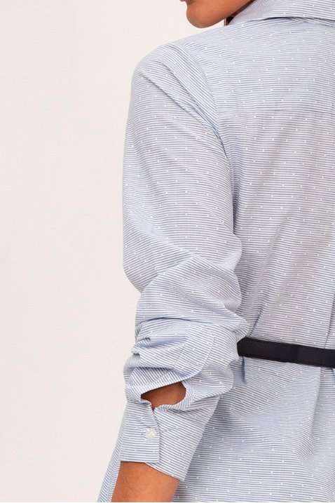 camisa azul classica de algodao bordado listras akinara lekazis 1