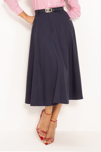saia midi de linho com bolso marinho rosiris lekazis 1