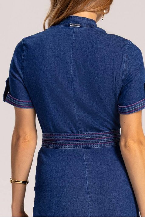 vestido evase jeans com pespontos coloridos laura rosa 5