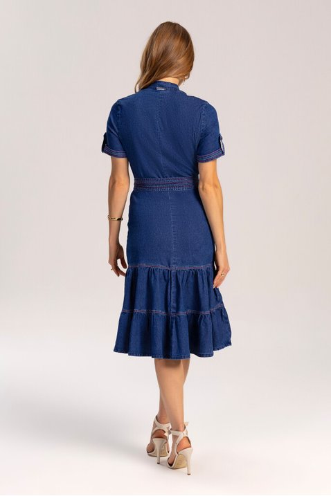 vestido evase jeans com pespontos coloridos laura rosa 6