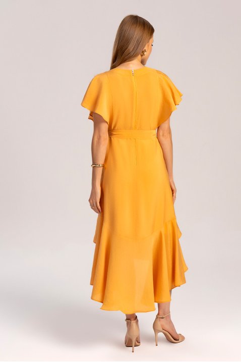 vestido evase alfaiataria de viscose abobora com faixa para amarracao laura r 6