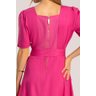vestido gode de sarja leve collor pink com faixa para amarracao laura rosa 2