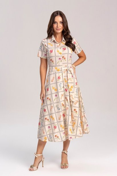 Chemise de Crepe Estampado Com Faixa Para Amarração Laura Rosa