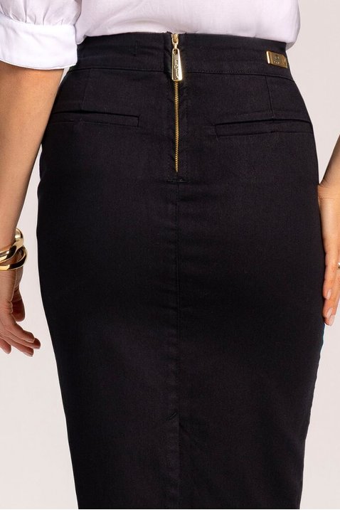 saia lapis com bolsos frontal funcionais preta laura rosa 1